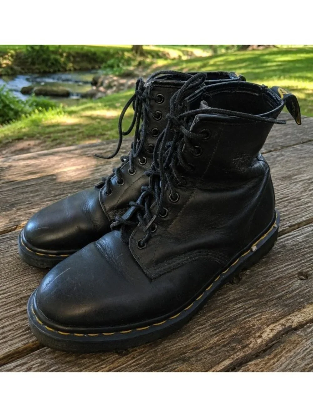 Dr. Martens Vintage 1460 Made in England Black Leather 8 Eye Combat Boots Mens 9